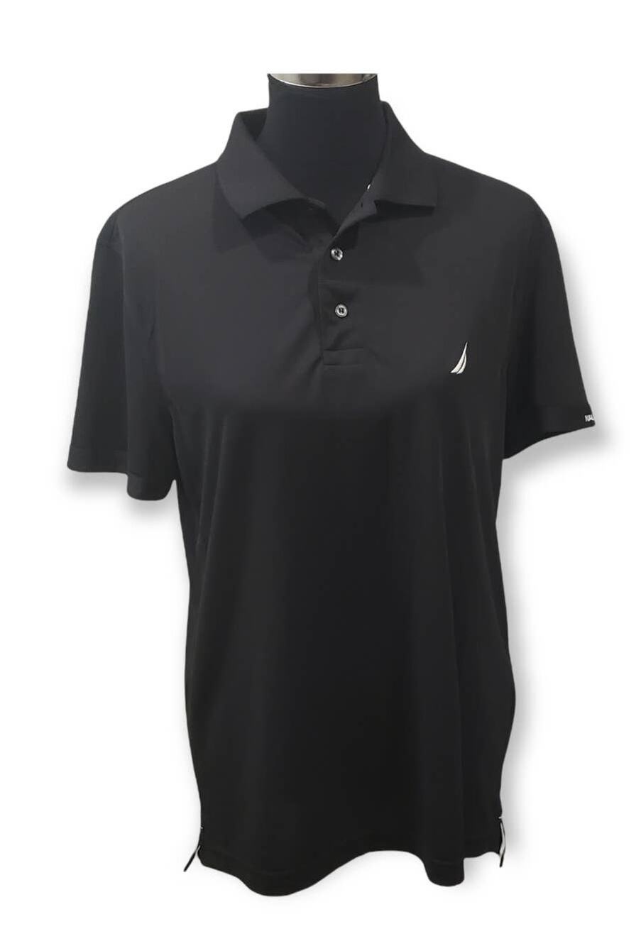 Nautica Tech Pique Golf Polo Black Collared Short Sleeved Shirt